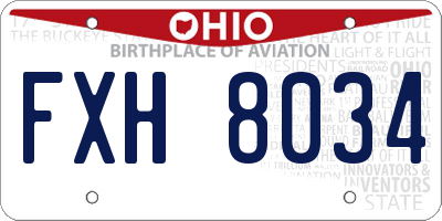 OH license plate FXH8034