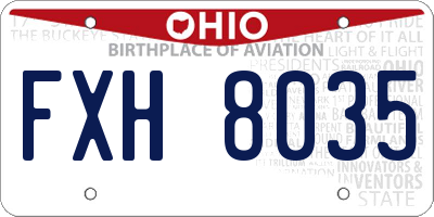 OH license plate FXH8035