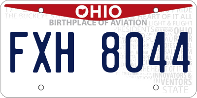 OH license plate FXH8044