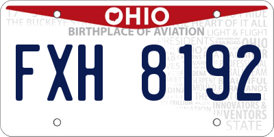 OH license plate FXH8192