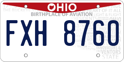 OH license plate FXH8760