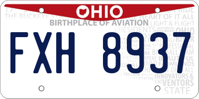 OH license plate FXH8937