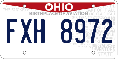 OH license plate FXH8972