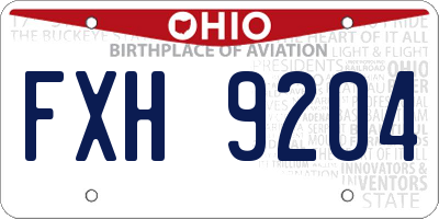 OH license plate FXH9204