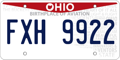OH license plate FXH9922