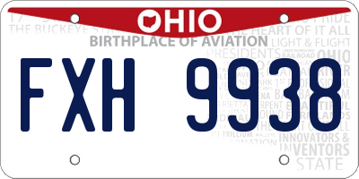 OH license plate FXH9938