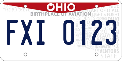 OH license plate FXI0123
