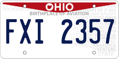 OH license plate FXI2357