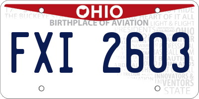 OH license plate FXI2603
