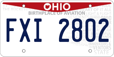 OH license plate FXI2802