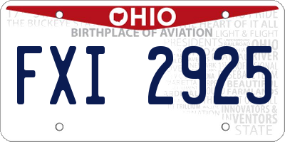 OH license plate FXI2925