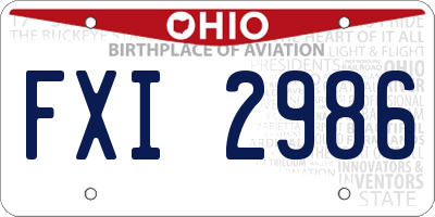 OH license plate FXI2986