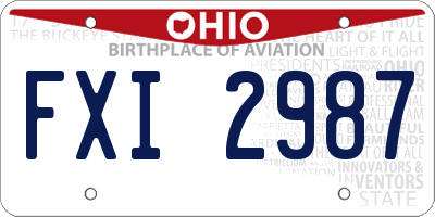 OH license plate FXI2987