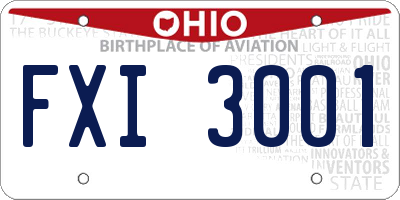 OH license plate FXI3001