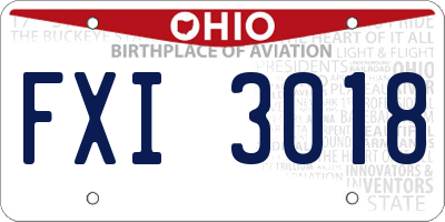 OH license plate FXI3018