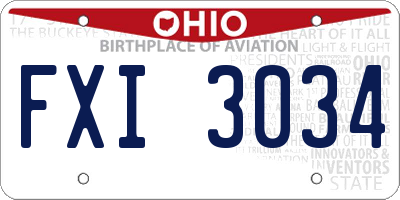 OH license plate FXI3034