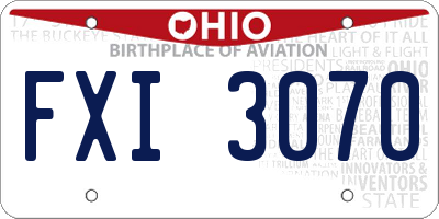 OH license plate FXI3070