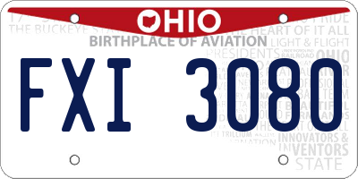 OH license plate FXI3080