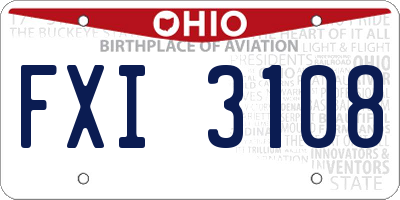 OH license plate FXI3108