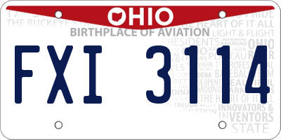 OH license plate FXI3114