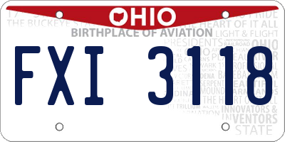 OH license plate FXI3118