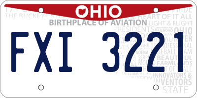 OH license plate FXI3221