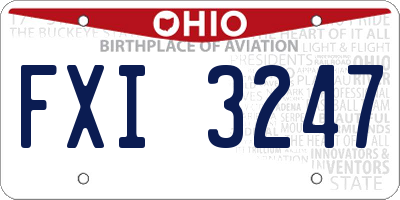 OH license plate FXI3247