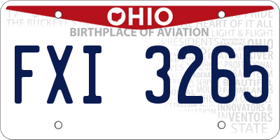 OH license plate FXI3265