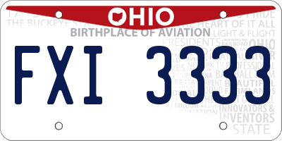 OH license plate FXI3333