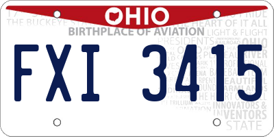 OH license plate FXI3415