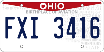 OH license plate FXI3416