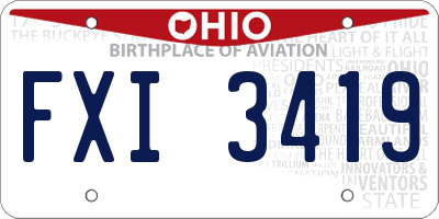 OH license plate FXI3419