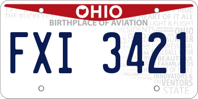 OH license plate FXI3421