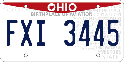 OH license plate FXI3445