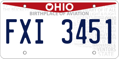 OH license plate FXI3451