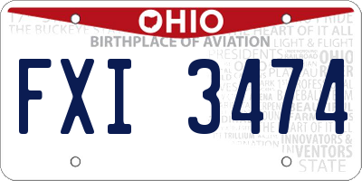 OH license plate FXI3474
