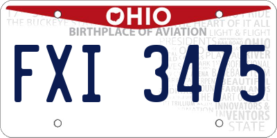 OH license plate FXI3475