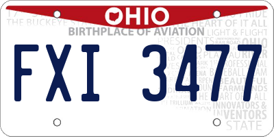 OH license plate FXI3477