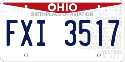OH license plate FXI3517