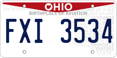 OH license plate FXI3534
