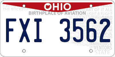 OH license plate FXI3562