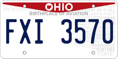 OH license plate FXI3570