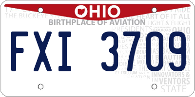OH license plate FXI3709