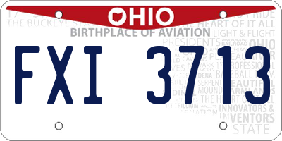 OH license plate FXI3713