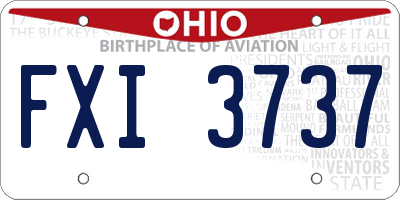 OH license plate FXI3737