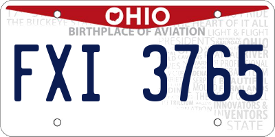OH license plate FXI3765