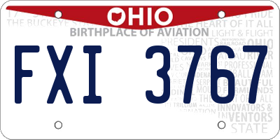 OH license plate FXI3767