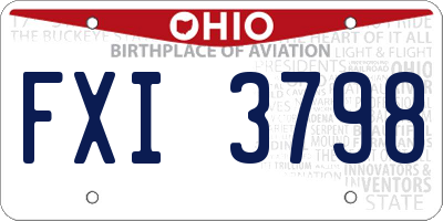 OH license plate FXI3798