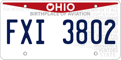 OH license plate FXI3802