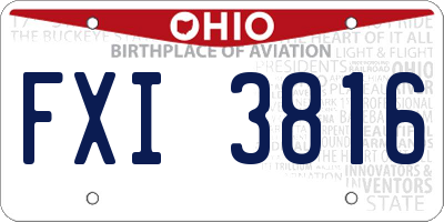 OH license plate FXI3816